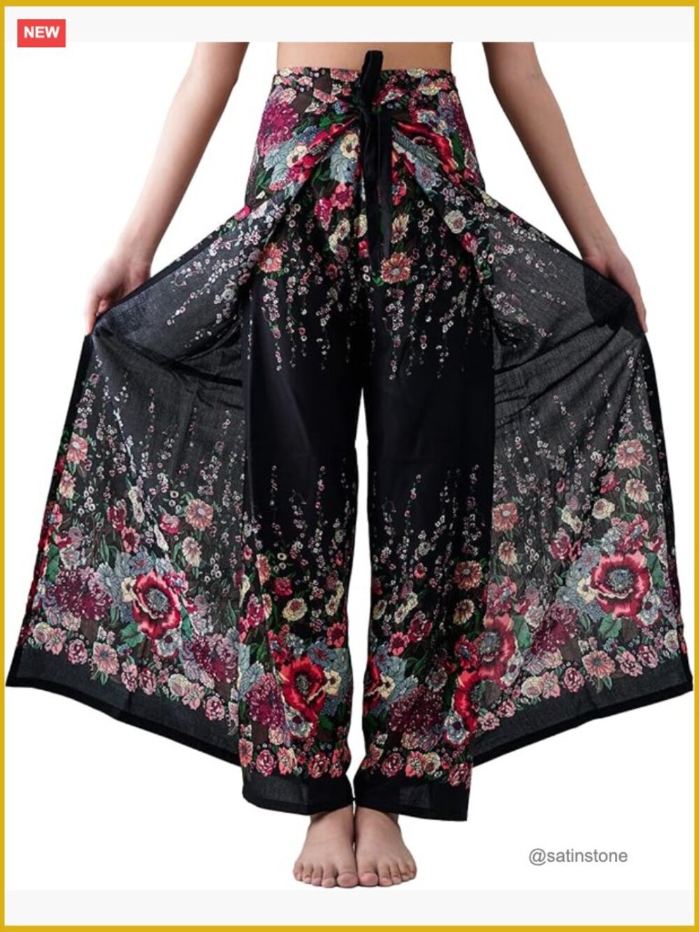 Wide Leg Wrap Palazzo Pants Yoga Boho Pants Rayon Handmade
